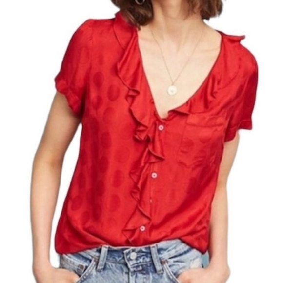 Maeve Anthropologie Jojo Polka Dot Top - Picture 1 of 4